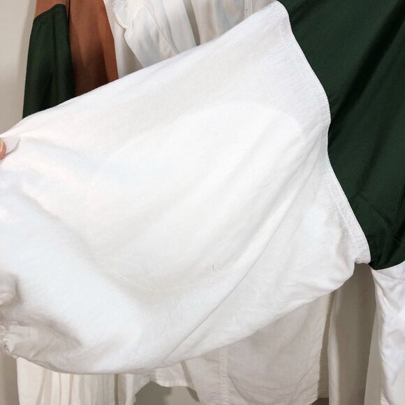 WE THE FREE/FREE PEOPLE Beating Hearts Color Block Linen Blend Oversized Top L - Picture 9 of 15